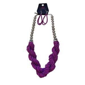 New Paparazzi Beaded Necklace & Earring Set Purple
